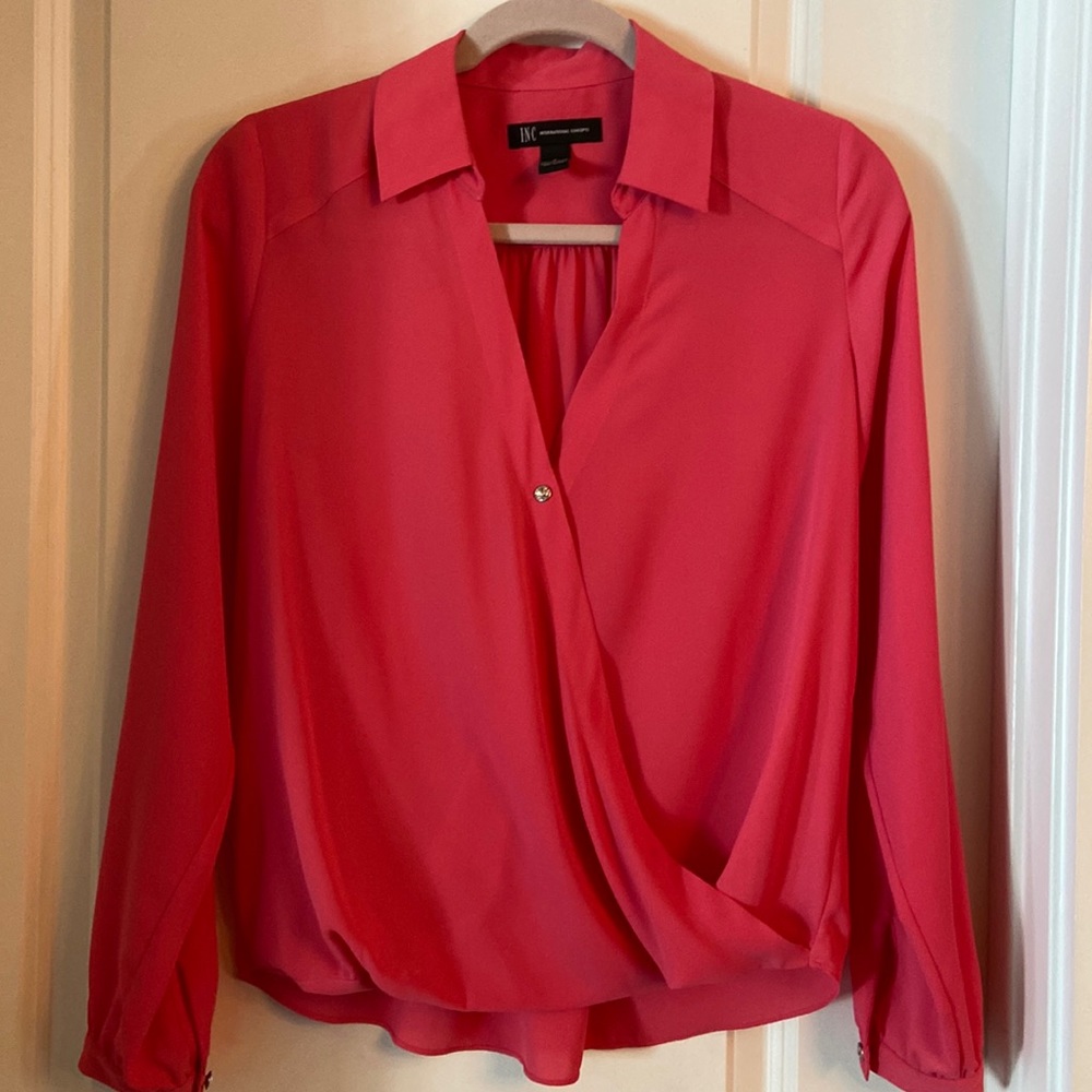 INC pullover wrap around style blouse top